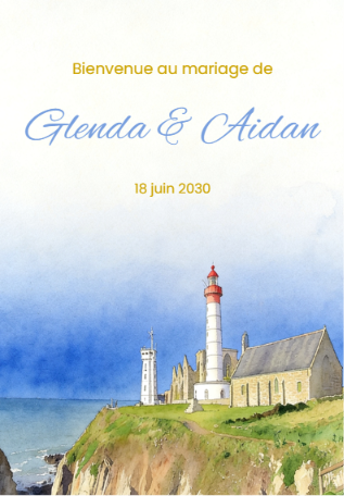Faire-part et papeterie de mariage Collection Phare Saint-Mathieu personnalisable sur Canva – Image 11