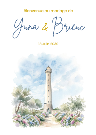 Faire-part et papeterie de mariage Collection Phare de Trézien personnalisable sur Canva – Image 11