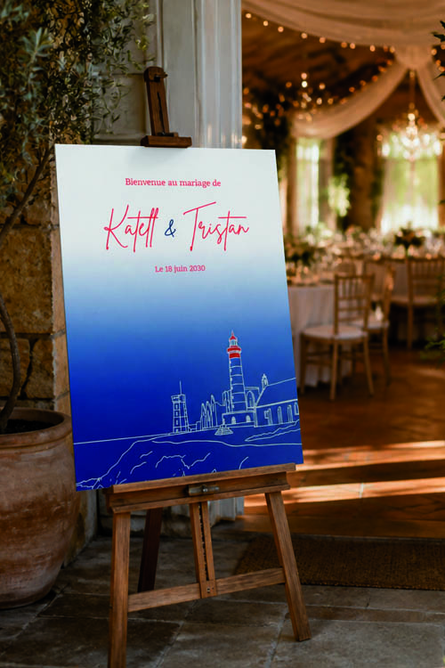 Faire-part et papeterie de mariage Collection Phare Saint-Mathieu trait blanc personnalisable sur Canva – Image 5