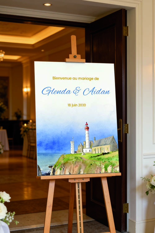 Faire-part et papeterie de mariage Collection Phare Saint-Mathieu personnalisable sur Canva – Image 5