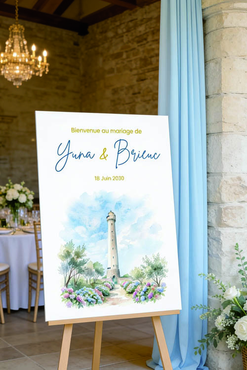 Faire-part et papeterie de mariage Collection Phare de Trézien personnalisable sur Canva – Image 5