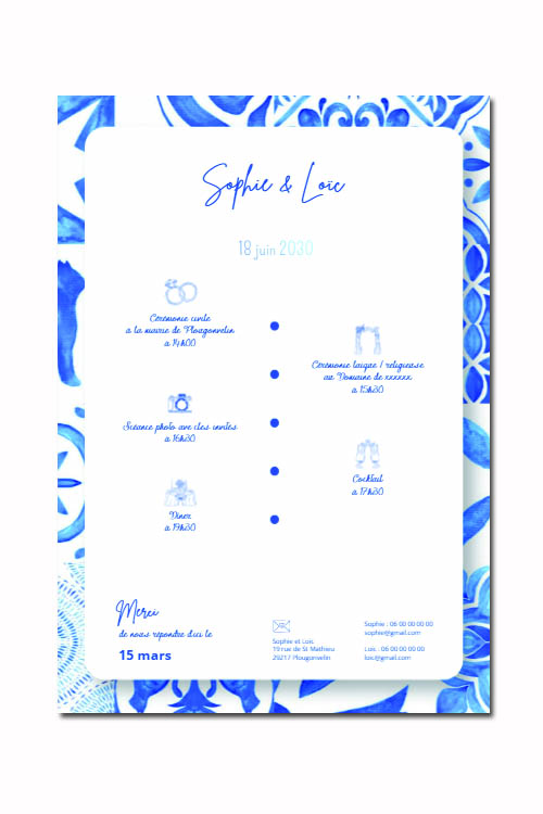 Faire-part et papeterie de mariage Collection Cyclades personnalisable sur Canva – Image 7