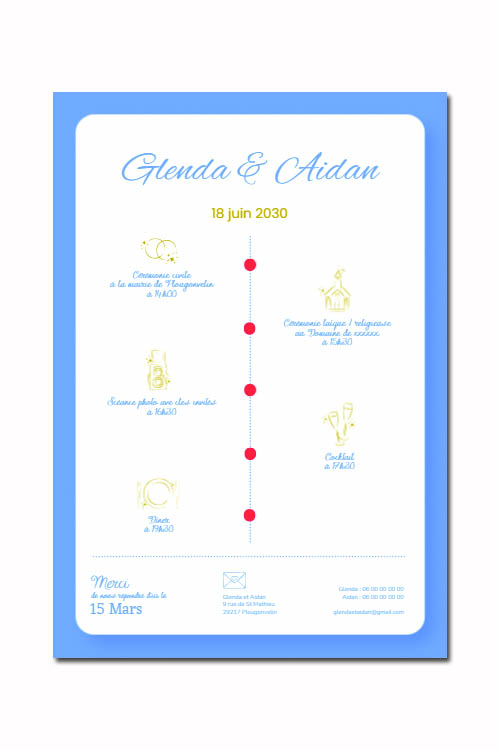 Faire-part et papeterie de mariage Collection Phare Saint-Mathieu personnalisable sur Canva – Image 7