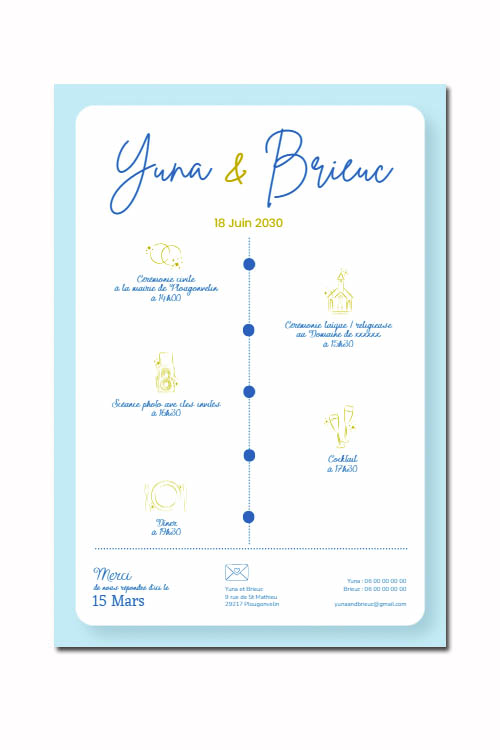 Faire-part et papeterie de mariage Collection Phare de Trézien personnalisable sur Canva – Image 7