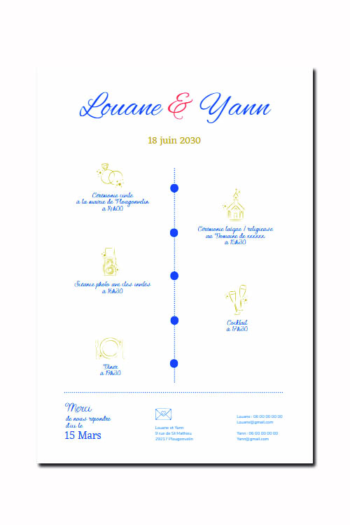 Faire-part et papeterie de mariage Collection Phare du Petit Minou Aquarelle personnalisable sur Canva – Image 7