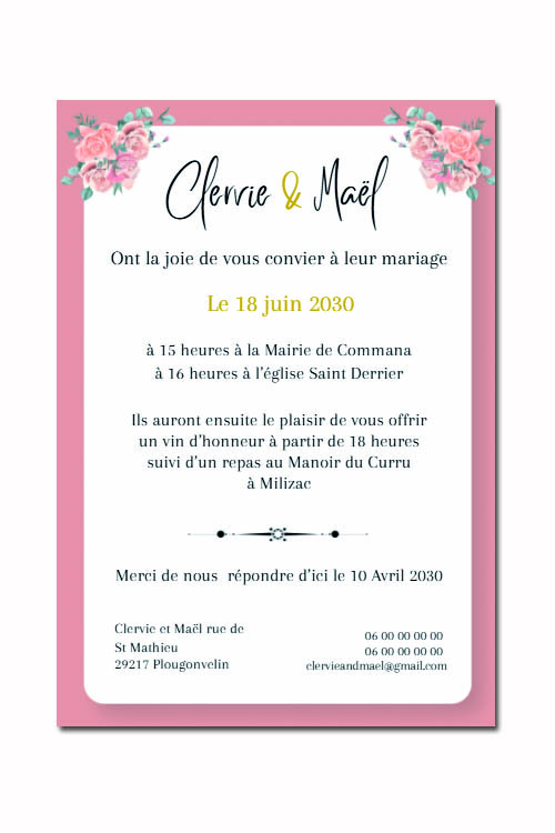 Faire-part et papeterie de mariage Collection Fleurie personnalisable sur Canva – Image 7