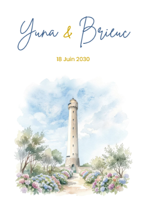 Faire-part et papeterie de mariage Collection Phare de Trézien personnalisable sur Canva – Image 6