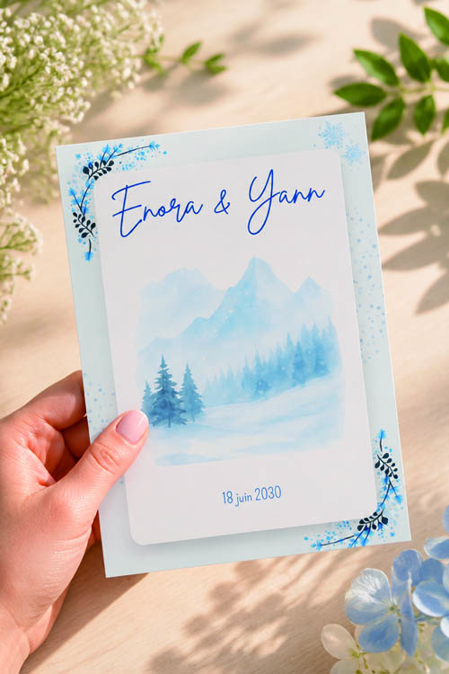 Faire-part et papeterie de mariage Collection Hiver personnalisable sur Canva