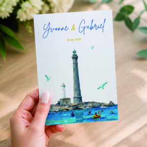Faire-part et papeterie de mariage Collection Phare de l'île Vierge personnalisable sur Canva
