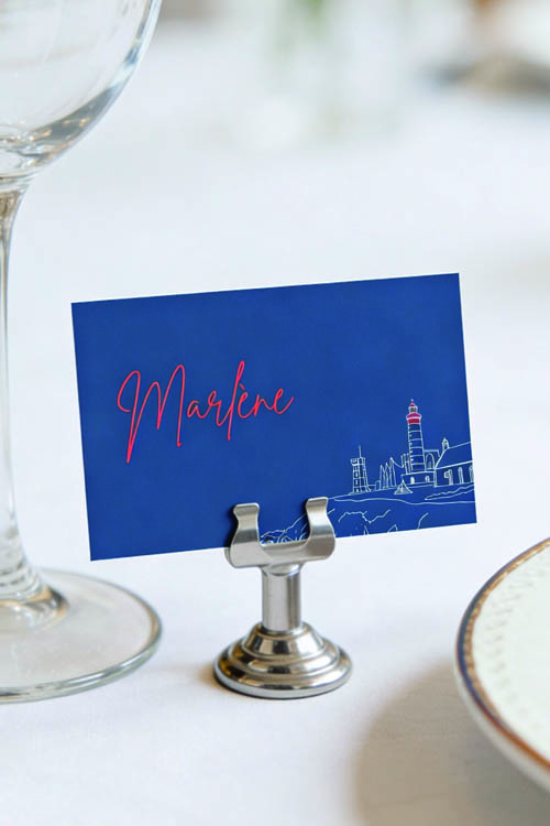 Faire-part et papeterie de mariage Collection Phare Saint-Mathieu trait blanc personnalisable sur Canva – Image 4