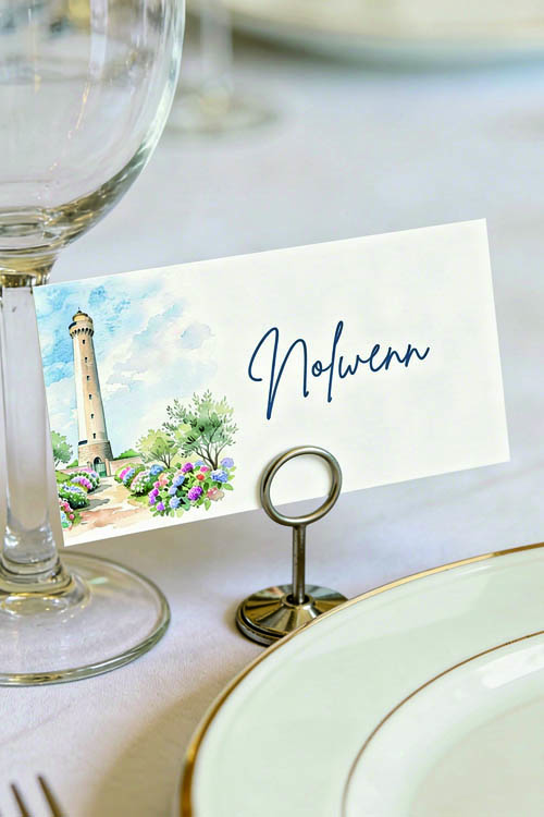 Faire-part et papeterie de mariage Collection Phare de Trézien personnalisable sur Canva – Image 4