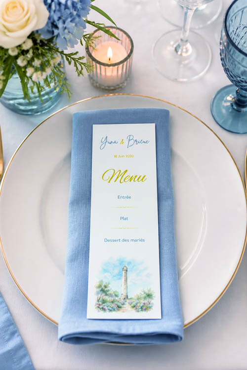 Faire-part et papeterie de mariage Collection Phare de Trézien personnalisable sur Canva – Image 3