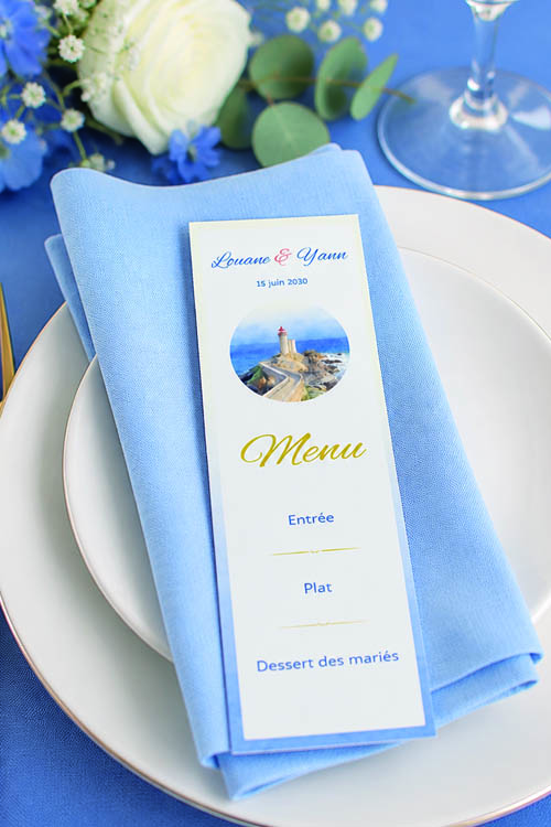 Faire-part et papeterie de mariage Collection Phare du Petit Minou Aquarelle personnalisable sur Canva – Image 3