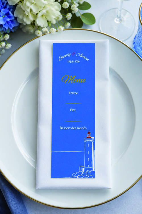 Faire-part et papeterie de mariage Collection Phare du Petit Minou trait fin personnalisable sur Canva – Image 3