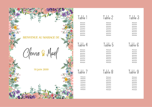 Faire-part et papeterie de mariage Collection Fleurie personnalisable sur Canva – Image 8