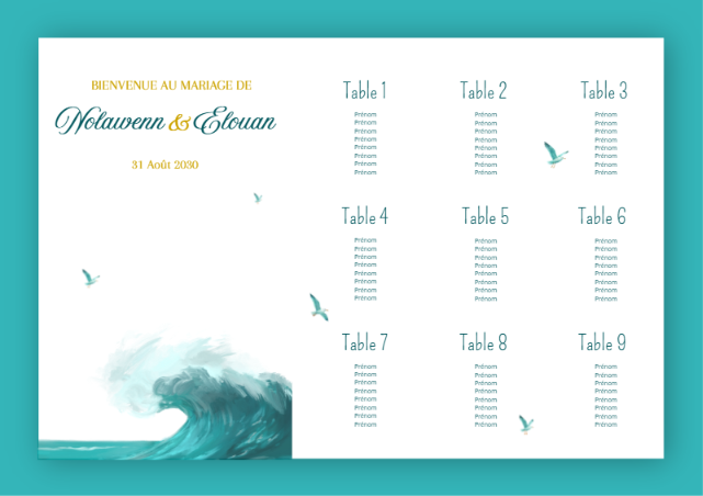 Faire-part et papeterie de mariage Collection Mer personnalisable sur Canva – Image 8