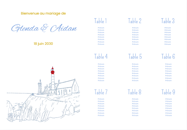 Faire-part et papeterie de mariage Collection Phare Saint-Mathieu personnalisable sur Canva – Image 8