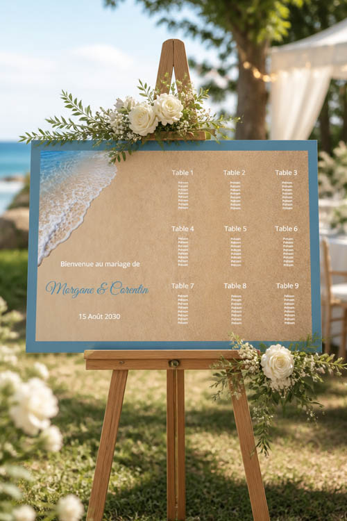 Faire-part et papeterie de mariage Plage personnalisable sur Canva – Image 2