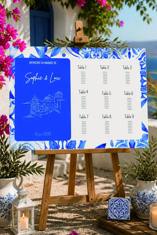 Faire-part et papeterie de mariage Collection Cyclades personnalisable sur Canva – Image 2