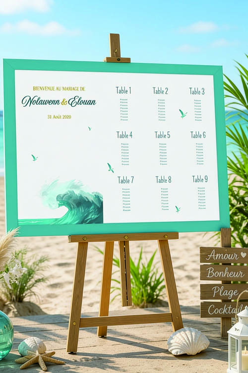 Faire-part et papeterie de mariage Collection Mer personnalisable sur Canva – Image 2