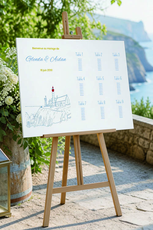 Faire-part et papeterie de mariage Collection Phare Saint-Mathieu personnalisable sur Canva – Image 2
