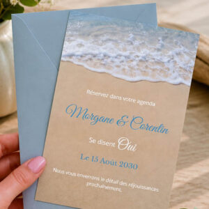 Save the date "Plage" Gratuit personnalisable sur Canva