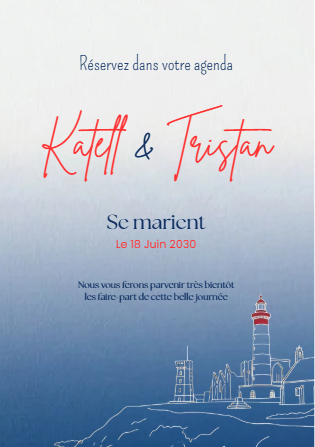 Save the date "Phare Saint-Mathieu trait blanc" Gratuit personnalisable sur Canva – Image 2