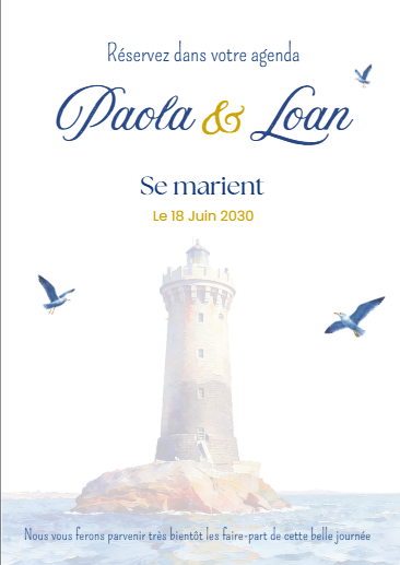 Save the date "Phare du Four" Gratuit personnalisable sur Canva – Image 2