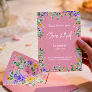 Save the date "Fleuri" Gratuit personnalisable sur Canva