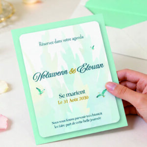 Save the date de mariage Mer gratuit et personnalisable sur canva