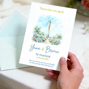 Save the date "Phare de Trézien" Gratuit personnalisable sur Canva