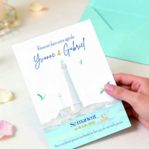 Save the date "Phare de l'île Vierge" Gratuit personnalisable sur Canva