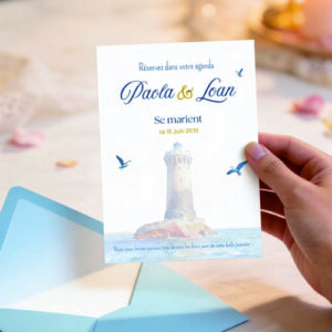 Save the date "Phare du Four" Gratuit personnalisable sur Canva