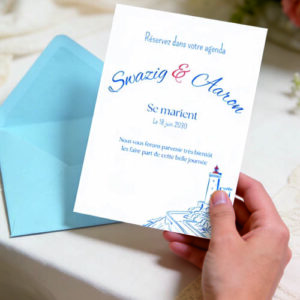 Save the date "Phare du Petit Minou trait fin" Gratuit personnalisable sur Canva